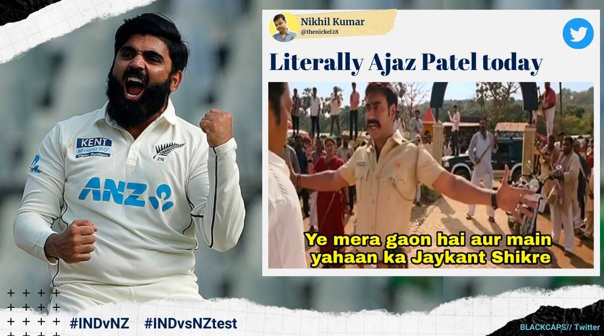 ajaz-patel-memes-10-wickets.jpg, \\\\\\\'अगेन इंडियन शाइनिंग आउट आउट\\\\\\\': जैसा कि एजाज पटेल ने मुंबई में सभी 10 विकेट लिए, नेटिज़न्स ने मीम्स के साथ प्रतिक्रिया दी
